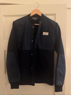 Amundsen Navy Quilted-Panel Lightweight Shirt Jacket